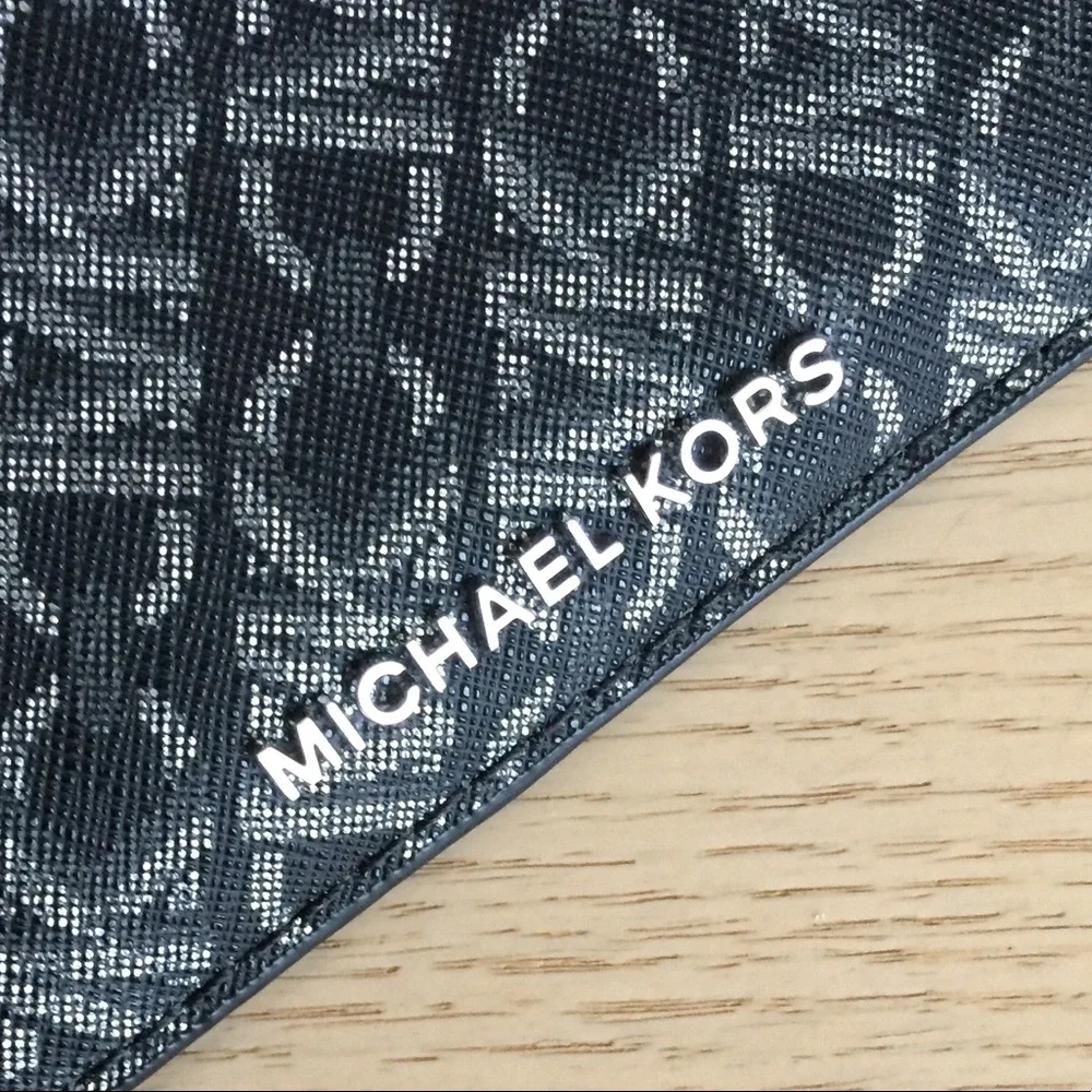 Michael Kors Empire Black Silver Card Case